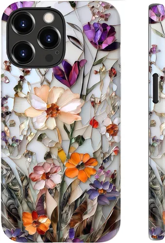 Vista 23 de LUHOURI Funda para iPhone 12 Mini, compatible con carga inalámbrica, doble capa, interior de silicona suave + carcasa exterior dura, bonito diseño