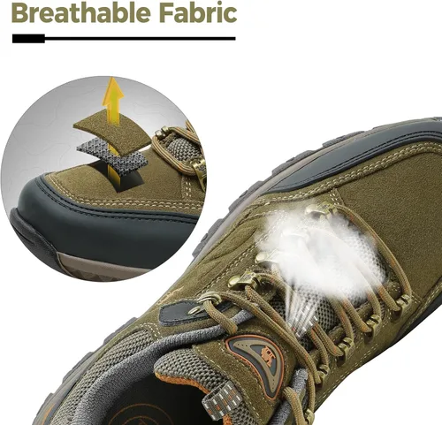 Vista 3 de GOLDEN CAMEL Zapatos de senderismo para hombre, zapatos bajos para exteriores, transpirables, para caminar, con soporte de arco, zapatos de trekking