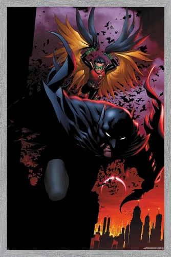 Vista 13 de Trends International DC Comics Batman - Póster de pared de ataque de Batman y Robin, 22.4 pulgadas de largo x 14.7 pulgadas, versión enmarcada