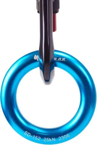 Vista 3 de Anillo de aluminio de 25 kN, junta tórica de tensión perfecta, anillo de conexión para escalada en roca, arborista, hamaca, rescate, slackline, azul