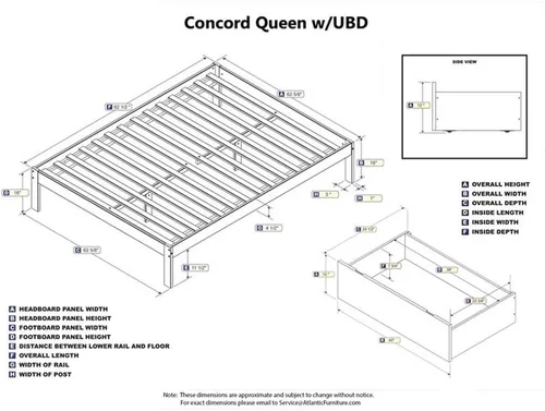 Vista 3 de Cama con plataforma de almacenamiento Urban Queen en nogal