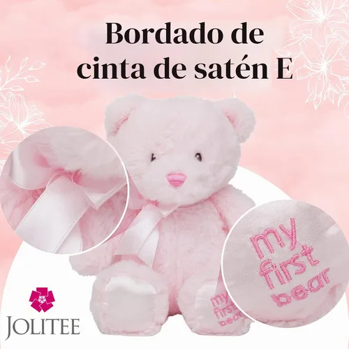 Vista 4 de Jolitee My First Bear - Oso de peluche rosa para bebé recién nacido, 10 pulgadas