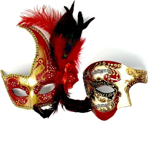 Vista 2 de Máscaras de máscaras venecianas para parejas, para hombres y mujeres, para Halloween, Mardi Gras, cosplay, baile, boda, graduación, fiesta