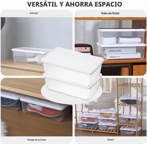 Vista 4 de novelinks Paquete de 8 contenedores de plástico transparente de 6 cuartos Blanco