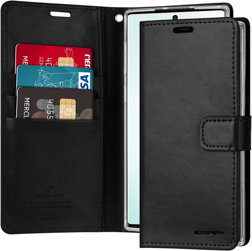 Vista 11 de GOOSPERY Funda Blue Moon para Galaxy S21 de 6.2 pulgadas (2021), soporte de piel sintética premium con soporte para tarjetas (negro)