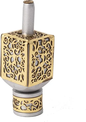 Vista 4 de Yair Emanuel Dreidel decorativo con soporte, diseño de recorte de granadas, regalo de Hanukkah decoraciones judías (azul, pequeño)