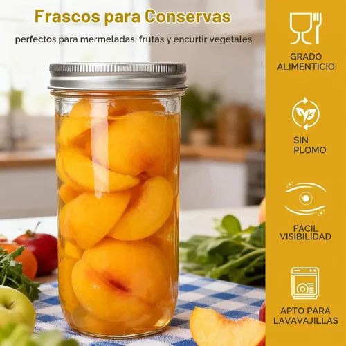 Vista 6 de Tarros Mason de 24 onzas, paquete de 6 tarros de conservas