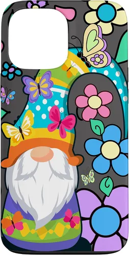 Vista 24 de Floral Daisy Flower Pattern with Butterflies Funny Gnome Case for iPhone 17