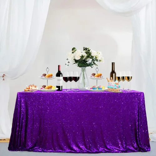 Vista 11 de Partisout - Mantel redondo de lentejuelas de 48 pulgadas color rosa brillante - Cubierta de mesa con purpurina brillante para boda, cumpleaños Rosa