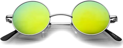 Vista 15 de Gafas de sol redondas de metal de 1.614 in, estilo retro de Lennon. Oro/azul.