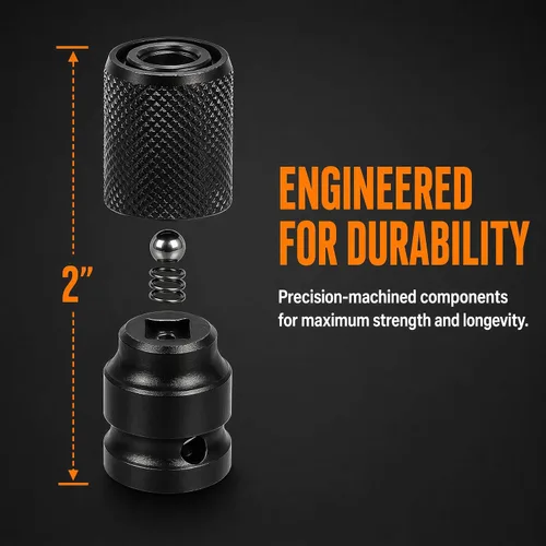 Vista 6 de Juego de 2 piezas de adaptador de enchufe de 1/2 a 1/4, convertidor de llave de impacto, cabezal de conversión para destornillador, adaptador
