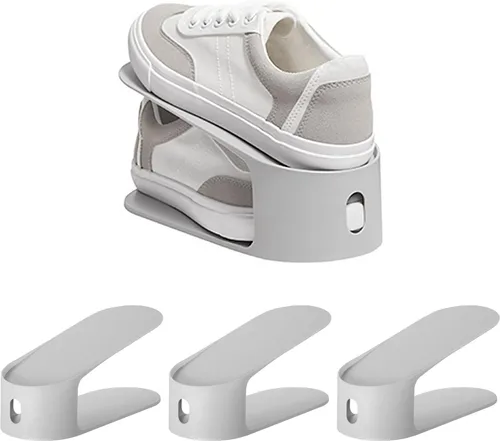 Vista 9 de carrotez Organizador de ranuras para zapatos, paquete de 3, [Litem] organizador de zapatos que ahorra espacio para armario, fácil apilador de Negro
