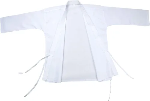 Vista 3 de FLUORY Uniforme de karate con cinturón libre, blanco Karate Gi para niños y adultos, talla 000-6