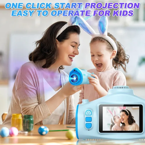 Vista 5 de Cámara para niños, cámara para niños con proyector, ofrece proyección, fotografía de 48 MP, grabación de video de 1080p, cámara digital para niños