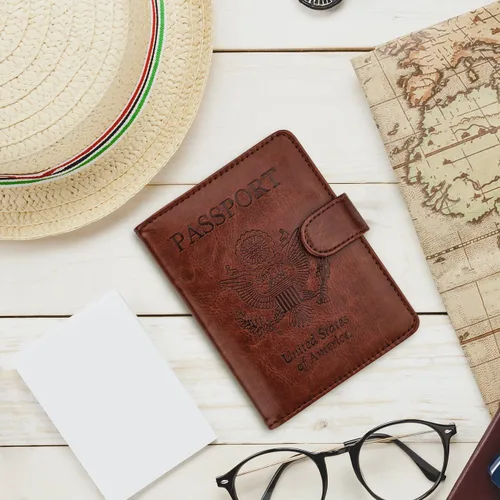Vista 7 de WALNEW Funda para pasaporte, tarjetero para pasaporte de viaje, funda tipo cartera, E-Café, E