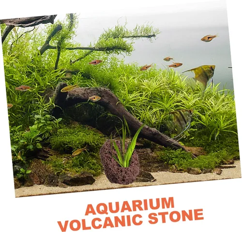 Vista 3 de balacoo 6 piezas de rocas volcánicas para decoración de peceras, piedras naturales, base fija, versátil, adornos de paisaje de acuarios para plantas