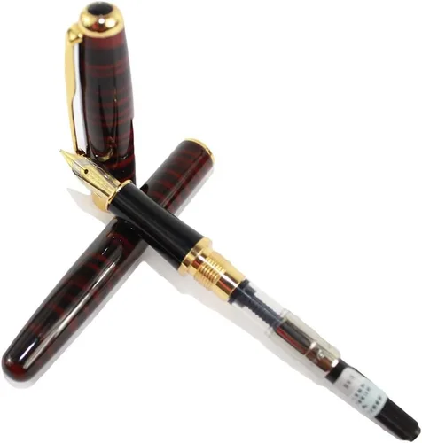 Vista 5 de Gullor Pluma estilográfica Executive Arrow Iridium Medium Nib 388 Rayas negras y rojas