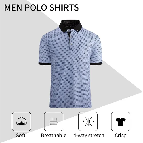 Vista 4 de PRIUMPH Mens Golf Polo ShirtsShort Sleeve Quick Dry Moisture Wicking Golf Polo Shirts for Men