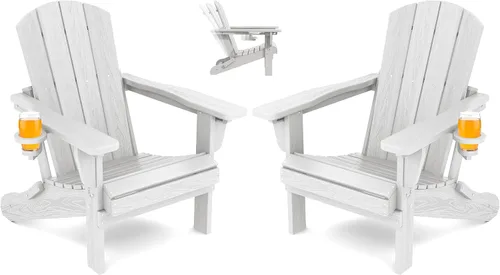 Vista 12 de SERWALL Silla Adirondack plegable ajustable, silla Adirondack reclinable con 3 posiciones reclinables, HDPE para todo tipo de clima, Adirondack
