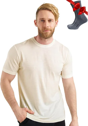 Vista 10 de Camiseta 100% de lana merino para hombre - Camiseta interior de capa base Tinta negra