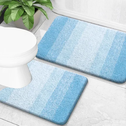 Vista 19 de OLANLY - Juego de tapetes para baño de 2 piezas, de microfibra, suaves y absorbentes, antideslizantes, lavables a máquina y para secadora, felpudos