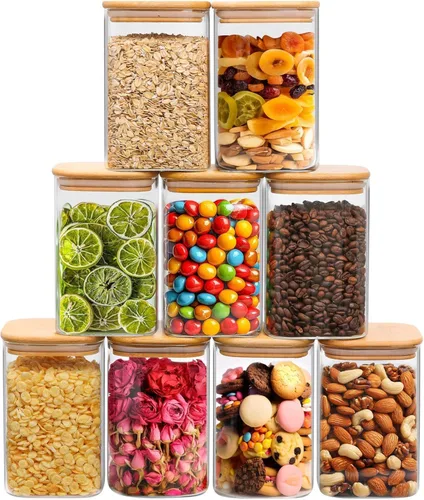Vista 16 de ComSaf Recipientes de almacenamiento de alimentos con tapas herméticas, juego de 6, recipiente de vidrio transparente con tapa de sellado