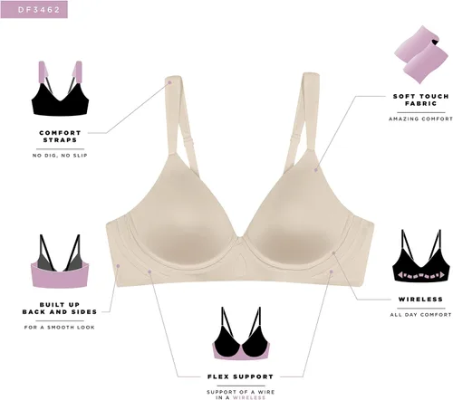 Vista 6 de Bali Women's Comfort Revolution Wirefree Bra, Soft Touch Ultimate Wireless Support Bra