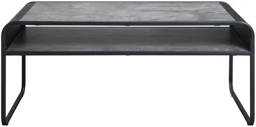 Vista 4 de Acme Muebles Mesa de centro rectangular con estante abierto, gris concreto y negro