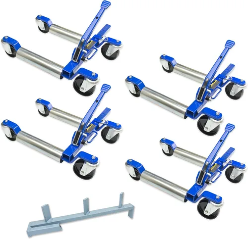 Vista 4 de Jackco Carrito de posicionamiento de coche de rueda de 1500 libras de 12.5 pulgadas con pedal de trinquete (paquete de 2)