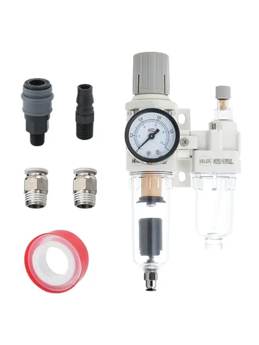 Vista 10 de Regulador de filtro de aire comprimido PT de 1/2 pulgada Lubricador Combo Separador de trampa de agua/aceite Regulador de presión Filtro de aire