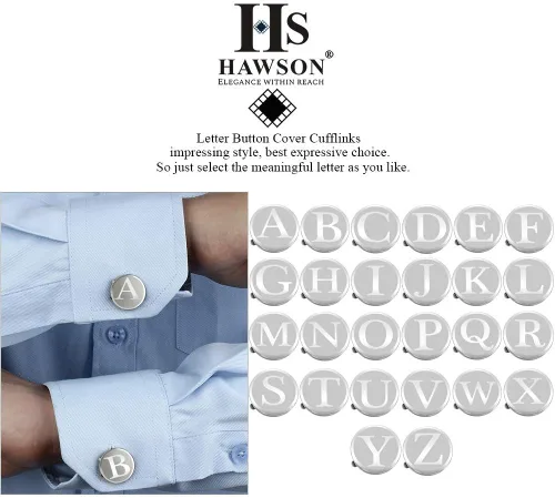 Vista 3 de HAWSON Fundas de botones para hombre, gemelos personalizados de oro rosa plateado para hombre, gemelos de cubierta de botón para bodas y eventos