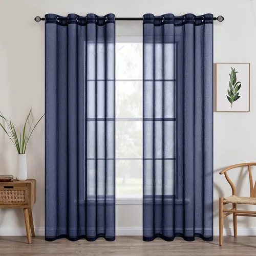 Vista 13 de MIULEE 2 paneles de cortinas semitransparentes beige para ventana, elegantes con ojales en la parte superior, cortinas de gasa