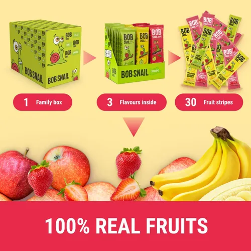 Vista 6 de Paquete variado de aperitivos para niños y adultos, 30 bocadillos de frutas saludables a granel envueltos individualmente, cuero de fruta con fresa