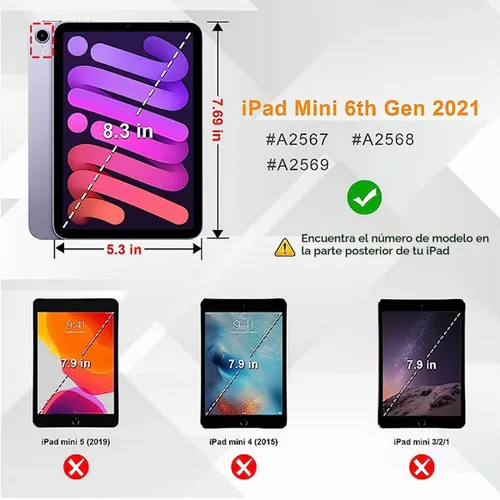 Vista 2 de Funda para Niños para iPad mini 7 (A17 Pro) 2024/iPad Mini6 2021, Peso Ligero Resistente/A Prueba de Golpes/A Prueba de Caídas con Asa/Soporte Negro