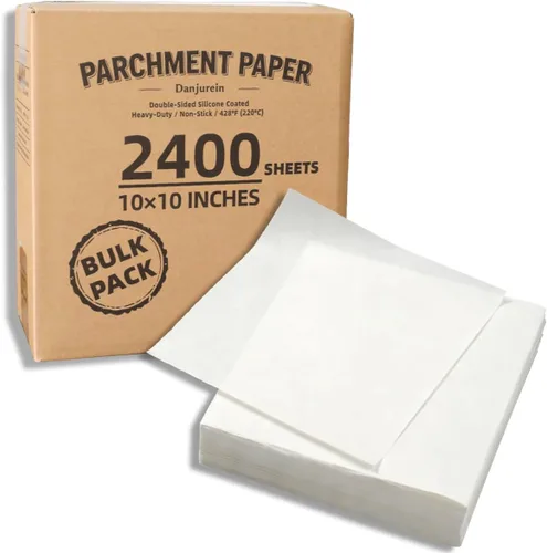Vista 23 de Cuadrados pequeños de pergamino precortados a granel de 5 x 5, 3200 hojas, sin blanquear, antiadherentes, para envoltorios de dulces, papel de Marrón