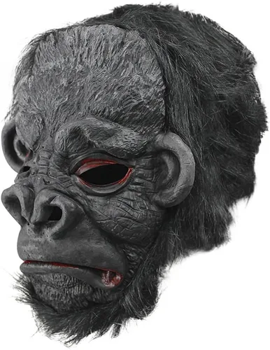 Vista 2 de MioCloth Máscara de cabeza de animal para fiesta de disfraces de Halloween, diseño de monstruo gorila enojado
