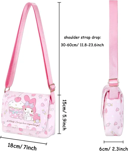 Vista 2 de Roffatide Anime Cartoon Mini Messenger Bag Crossbody Bag Kawaii Lolita JK Girls Shoulder Bag Flap Synthetic Leather Satchel