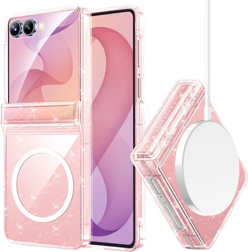 Vista 8 de Miimall Funda delgada para Samsung Flip 7 transparente [compatible con MagSafe] protector de pantalla de vidrio templado antiamarillamiento