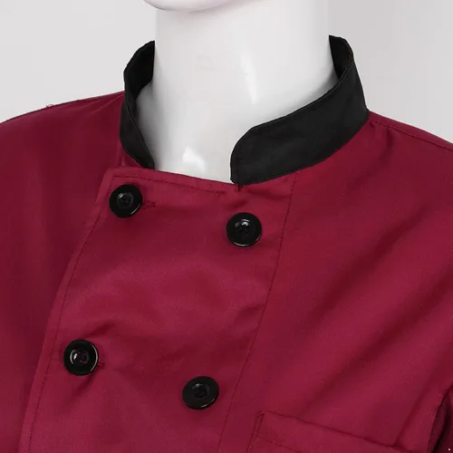Vista 6 de Aiihoo Chaqueta de chef de manga corta para mujer, con cuello abotonado, camisa de cocina, uniforme de trabajo