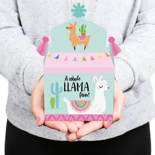 Vista 7 de Big Dot of Happiness Whole Llama Fun – Caja de regalo para fiestas – Fiesta de llamas, baby shower o fiesta de cumpleaños, cajas de golosinas
