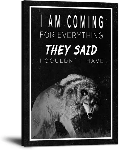 Vista 85 de Inspirational Hustle Wall Art - Lion Head withEncouraging Quotes Canvas Print Motivational Wall Decor, Black and White Office Picturtes Success