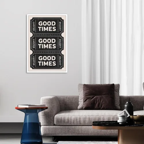 Vista 3 de Póster vintage negro con texto en inglés "Good Times" (Good Times) para habitación negra, estética, arte de pared, bar, carrito, impresiones