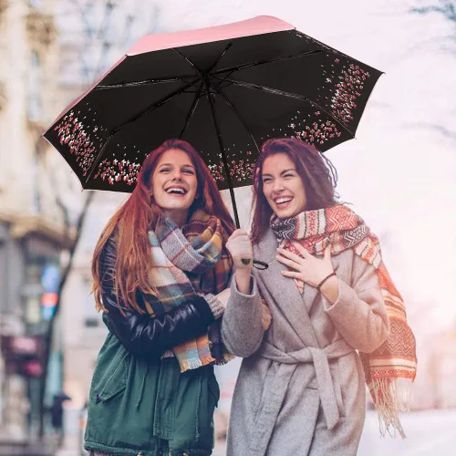 Vista 7 de Paraguas de lluvia plegable con apertura automática, para viajes, impermeable, para mujer, sombrilla automática.