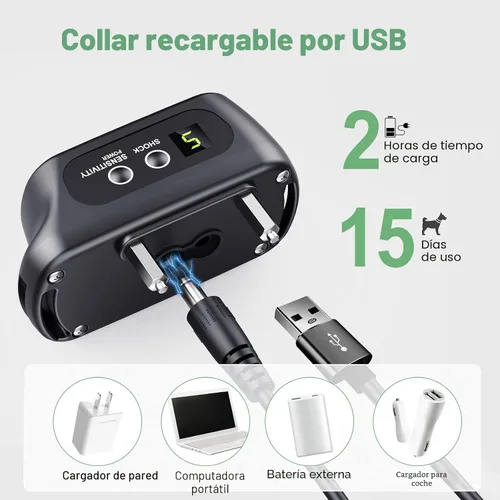 Vista 5 de Collar antiladridos recargable para perros con pitido, vibración y choque, collar antiladridos para perros pequeños, medianos y grandes, dispositivo