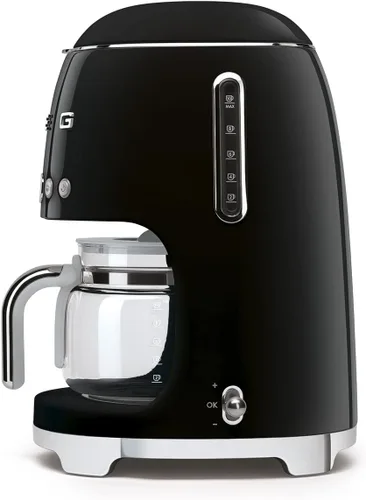 Vista 5 de Smeg Cafetera de goteo estética de estilo retro de los años 50 con jarra de vidrio de 10 tazas, función de arranque automático, plato para mantener