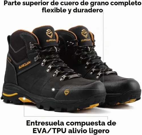 Vista 5 de SUREWAY Botas de trabajo de cuero impermeables de acero y punta suave para hombre de 6 pulgadas