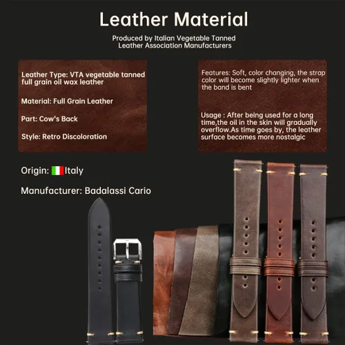 Vista 4 de REZERO - Correa de reloj de liberación rápida, correas de reloj de cuero de grano superior para hombres y mujeres, 0.709in, 0.787in, 0.827in