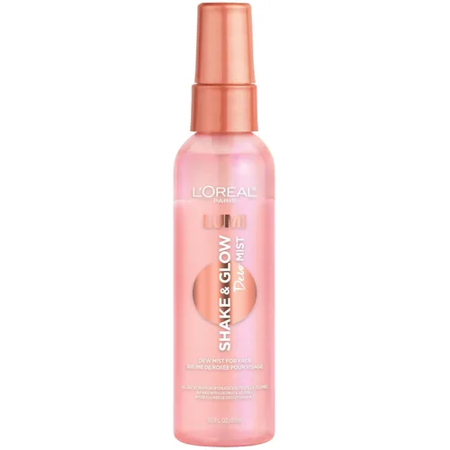 Vista 5 de L'Oréal Paris Maquillaje LUMI Shake and Glow Dew Mist, hidratante y calmante para la cara, prepara y fija, energiza la piel con un impulso saludable