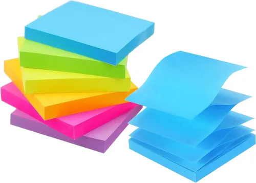 Vista 8 de Early Buy Notas adhesivas emergentes de 3x3, recargas de notas autoadhesivas de color sólido, 6 blocs, 100 hojas/bloc (Azul) Diseño recargable