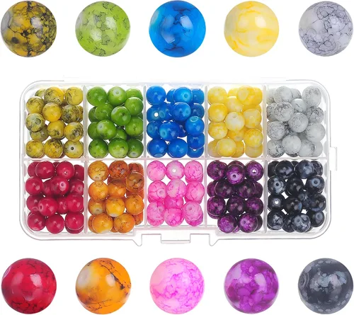 Vista 7 de RUBYCA Kit de cuentas redondas de vidrio checo para fabricación de joyas con caja de contenedores (600 piezas de 0.236 in de colores surtidos)